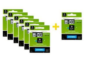 4250510866276 - DYMO® Sparset Schriftbandkassetten 40913 9 mm breit weiß schwarz 6 + 1 GRATIS