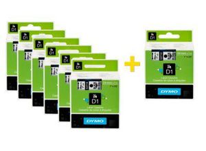 4250510866306 - DYMO® Schriftbandkassette 53713 24 mm weiß schwarz 6 + 1 GRATIS