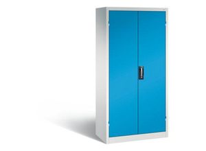 4065714009585 - C+P Akkuladeschrank Comfort mit Vollblechtüren und Schubladenblock H 1950 x B 930 x T 500 mm Lichtgrau Resedagrün