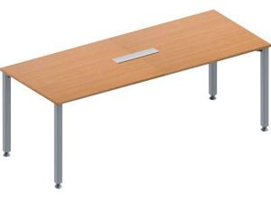 4251898816471 - Genius Konferenztisch MODENA FLEX 6-fach Anschluss Rechteck 4-Fuß Quadratrohr B 2000 x T 800 x H 720-840 mm Buche weißalu