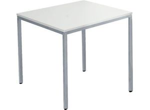 4251898823226 - Pure Stahlrohrtisch Rechteck Quadratrohrfuß B 800 x T 700 x H 720 mm lichtgrau weißaluminium