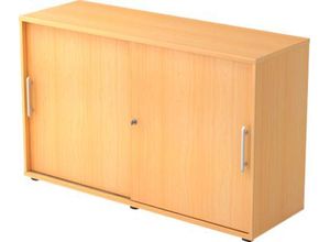 4032062024935 - Schiebetürenschrank je 1 Fachboden 1 Trennwand HxBxT 748 x 1200 x 400 mm Buche-Dekor kaiserkraft