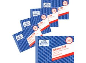 4004182205488 - 1736-5 Quittung inkl MwSt A6 Querformat 5 Blöcke mit jeweils 2 x 40 Blatt FSC®-Papier weiß gelb