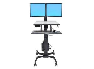 0698833015898 - ergotron® WorkFit-C Dual Steh-Sitz-Arbeitsplatz Arbeitsfläche höhenverstellbarer Duo-Monitorarm & Tastaturablage Kabelmanagement schwarz-grau