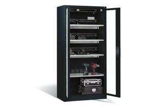 4066681177703 - C+P Akkuladeschrank Comfort mit Sichtfenster aus Acrylglas H 1950 x B 930 x T 500 mm Anthrazit