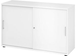 4032062184981 - Schiebetürschrank Breno abschließbar Spanplatte melaminharzbeschichtet B 1200 x T 400 x H 748 mm 2 Ordnerhöhen weiß weiß