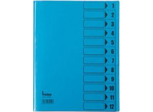9003267700134 - bene Ordnungsmappe mit Schutzumschlag DIN A4 12-tlg blau intensiv