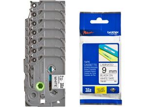 4250510866313 - Sparset Schriftbandkassetten TZe-221 selbstklebend L 8 m x B 9 mm weiß schwarz 6 + 1 GRATIS