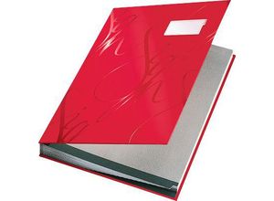 4002432399062 - Unterschriftenmappe Design 5745 A4 Kunststoff rot mit Einsteckschild 18 Fächer