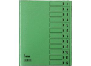 9003267700431 - bene Ordnungsmappe mit Schutzumschlag DIN A4 12-tlg grün intensiv