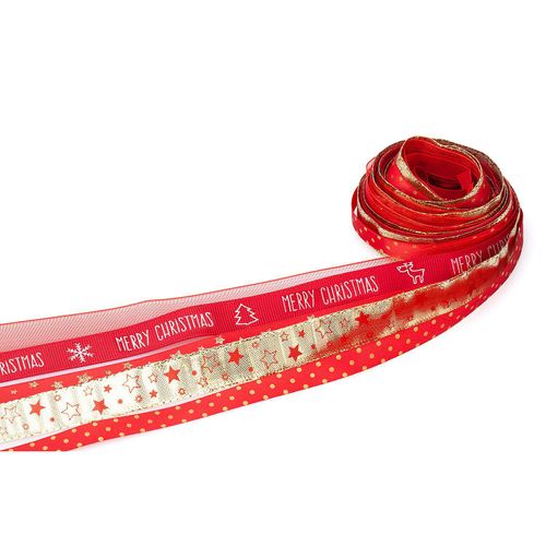 4025492759102 - Bänderpaket rot-gold 10–15 mm 5x 2 m