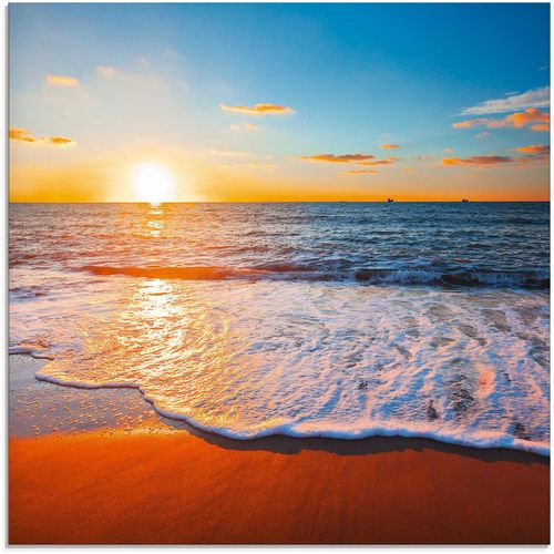 4058661084590 - Glasbild ARTLAND Sonnenuntergang und das Meer Bilder Gr B H 40 cm x 40 cm Strand 1 St blau Glasbilder Bilder