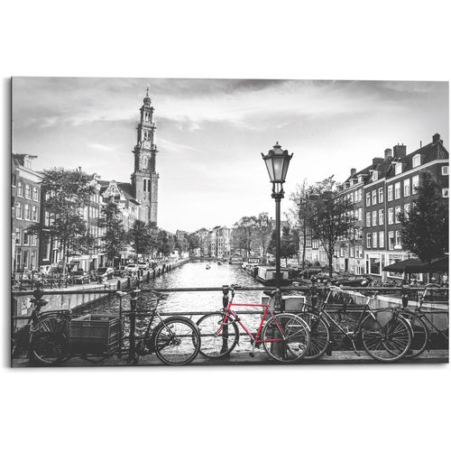 8714597587692 - Holzbild REINDERS Amsterdam Canal Bilder Gr B H T 90 cm x 60 cm x 2 cm 1 St schwarz (schwarz weiß) Holzbilder Bilder
