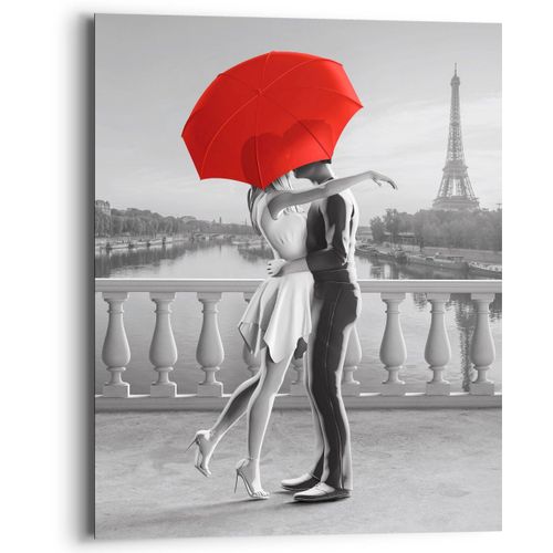 8714597587609 - Holzbild REINDERS Romance in Paris Bilder Gr B H T 40 cm x 50 cm x 2 cm 1 St schwarz (schwarz weiß) Holzbilder Bilder