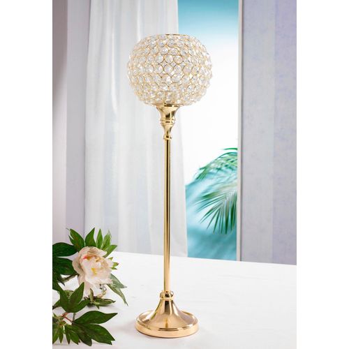 4260596721246 - Kerzenständer HOME AFFAIRE Kristall gold (goldfarben) H54cm Ø16cm Aluminium Kristallglas Kerzenhalter 4260596721246 - Kerzenständer HOME AFFAIRE Kristall gold (goldfarben) H54cm Ø16cm Aluminium Kristallglas Kerzenhalter