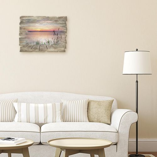 4062144361849 - Holzbild ARTLAND Der See in den Farben der Wolken Bilder Gr B H 40 cm x 30 cm Holzbild Gewässer Querformat 1 St blau Bild Holzbild Holzbilder Bilder