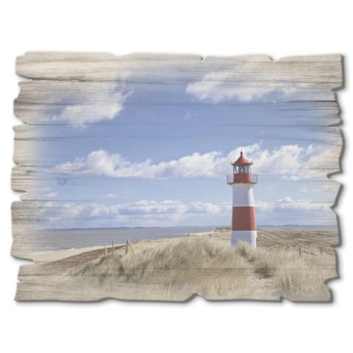 4062144361627 - Holzbild ARTLAND Leuchtturm Sylt Bilder Gr B H 40 cm x 30 cm Holzbild Gebäude Querformat 1 St blau Bild Holzbild Holzbilder Bilder