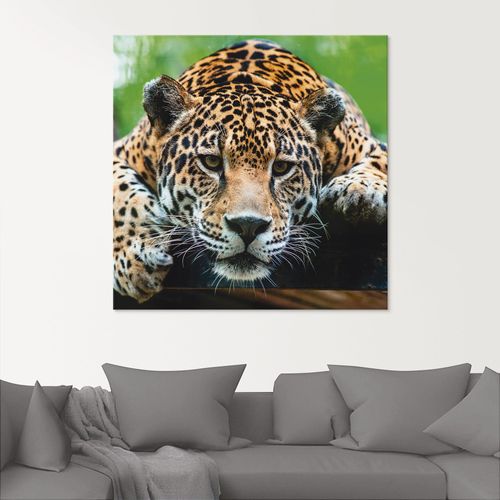 4058661795977 - Glasbild ARTLAND Südamerikanischer Jaguar Bilder Gr B H 30 cm x 30 cm Wildtiere 1 St braun Glasbilder Bilder