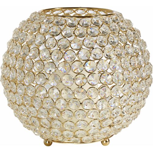 4260596721307 - Windlicht HOME AFFAIRE Kristall Kerzenhalter Gr H 18 cm goldfarben Teelichthalter Weihnachtsdekoration Windlicht Laternen Windlichter Kerzenhalter