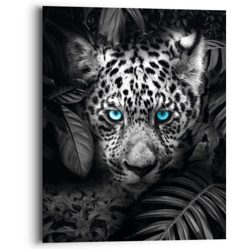 8714597587791 - Holzbild REINDERS Blue Eyed Leopard Bilder Gr B H T 40 cm x 50 cm x 2 cm 1 St schwarz (schwarz weiß) Holzbilder Bilder