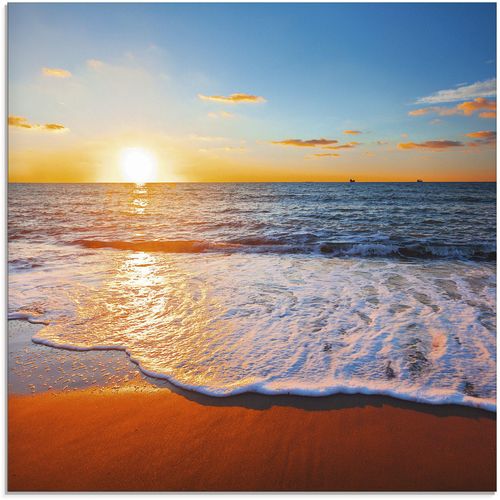 4058661084538 - Glasbild ARTLAND Sonnenuntergang und das Meer Bilder Gr B H 30 cm x 30 cm Strand 1 St blau Glasbilder Bilder