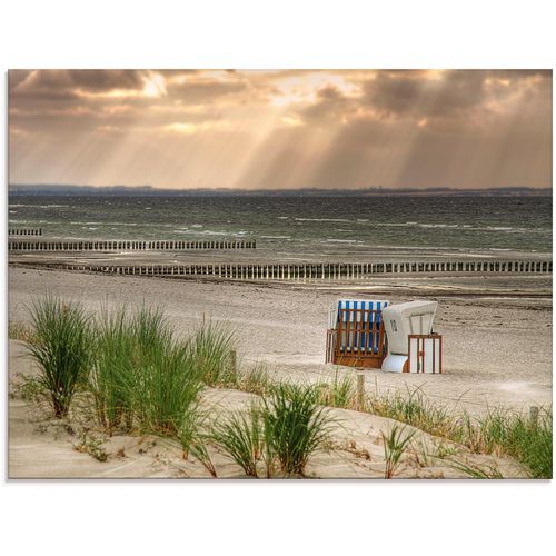 4062144100493 - Glasbild ARTLAND Schwarzer Busch Strand auf Insel Poel Bilder Gr B H 80 cm x 60 cm Glasbild Strand 1 St beige (naturfarben) Glasbilder