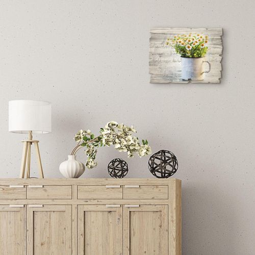 4062144361825 - Holzbild ARTLAND Frühlingsgarten mit Gänseblümchen Bilder Gr B H 40 cm x 30 cm Holzbild Blumen Querformat 1 St grün Bild Holzbild Holzbilder Bilder