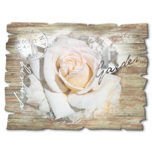 4062144361504 - Holzbild ARTLAND In Buchstaben - Rose Bilder Gr B H 40 cm x 30 cm Holzbild Blumen Querformat 1 St weiß Bild Holzbild Holzbilder Bilder
