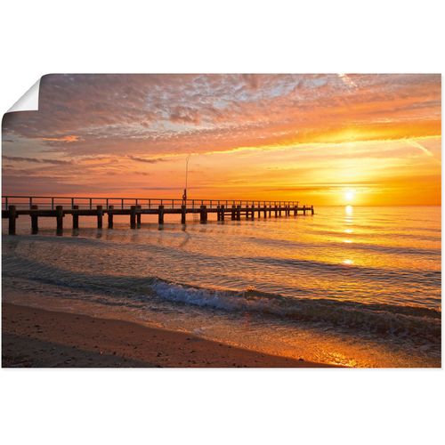 4062144643174 - Wandbild ARTLAND Urlaubsfeeling am Ostseestrand Bilder Gr B H 60 cm x 40 cm Poster Bilder vom Sonnenuntergang & -aufgang Querformat 1 St orange Kunstdrucke als Alubild Leinwandbild Wandaufkleber oder Poster in versch Größen