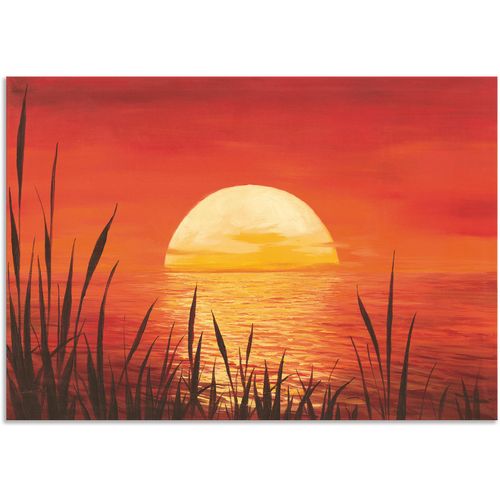 4057738427704 - Wandbild ARTLAND Roter Sonnenuntergang am Ozean Bilder Gr B H 70 cm x 50 cm Alu-Dibond-Druck Bilder vom Sonnenuntergang & -aufgang Querformat 1 St rot Kunstdrucke als Alubild Leinwandbild Wandaufkleber oder Poster in versch Größen