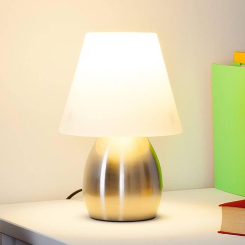 6291106553178 - Lindby - Dekorative Tischlampe Emilan Glas weiß nickel - weiß nickel satiniert 6291106553178 - Lindby - Dekorative Tischlampe Emilan Glas weiß nickel - weiß nickel satiniert
