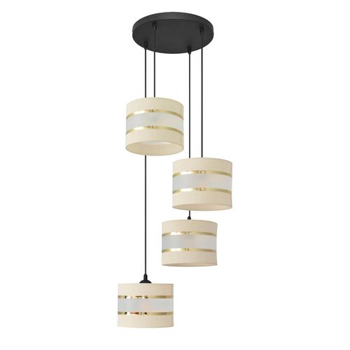 5902349228877 - Pendelleuchte Helen ecru-gold rund vierflammig