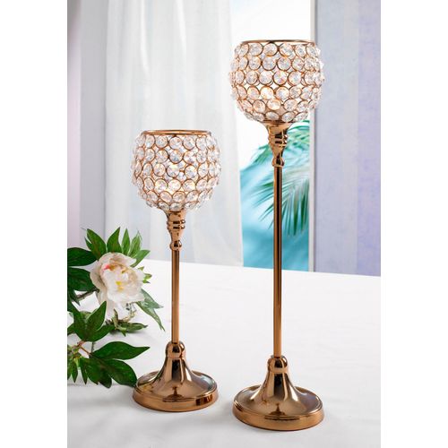 4260596720645 - Teelichthalter HOME AFFAIRE Kristall Kerzenhalter braun (kupferfarben) Teelichthalter Weihnachtsdekoration Windlichter Laternen Kerzenhalter