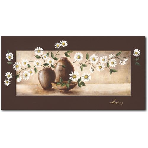 4055327187671 - Wandbild ARTLAND Stillleben mit Margeriten Bilder Gr B H 1014 cm x 514 cm Wandbild Vasen & Töpfe 1 St beige (naturfarben) Kunstdrucke Bilder