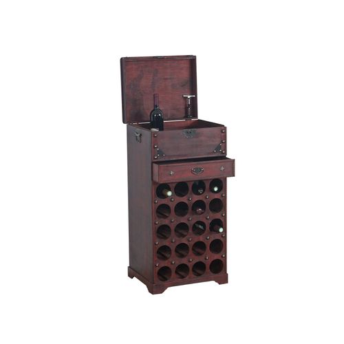 4052826153114 - Weinregal Rhone Flaschenregal Regal Holzregal Kolonialstil für 20 Flaschen mit Schublade