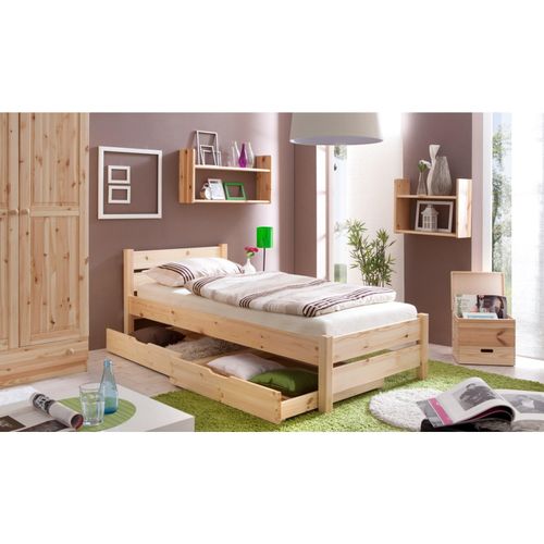 4250393855749 - TiCAA Massivholz Einzelbett Bora Kiefer Natur 4250393855749 - TiCAA Massivholz Einzelbett Bora Kiefer Natur