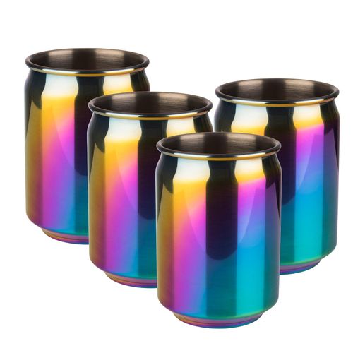 4004133985186 - APS 4er Set Cocktail Becher 350 ml Regenbogen-Look Edelstahl 4004133985186 - APS 4er Set Cocktail Becher 350 ml Regenbogen-Look Edelstahl