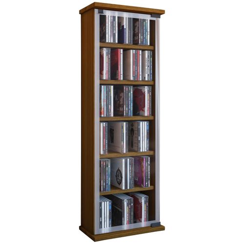 4051814348068 - Media-Regal CD Regal Holz CD Schrank mit ESG-Sicherheitsglastüren für 204 CDs oder 72 DVDs Maße H 92 x B 31 x T 18 cm Elegantes DVD Regal mit Rollen Blu ray Regal CD Regal - Classic Gr 31 schwarz B31cm H92cm T18cm Holzwerkstoff Holz Spanplatte Glas Regale