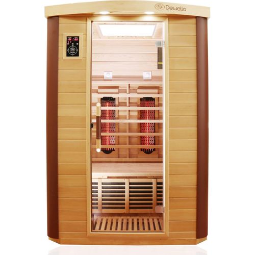 4251575100343 - Dewello - Infrarotkabine Infrarotsauna Toronto inkl Vollspektrumstrahler für 1-2 Personen - LED-Farblicht - Wärmekabine mit Radio Bluetooth 127 cm 4251575100343 - Dewello - Infrarotkabine Infrarotsauna Toronto inkl Vollspektrumstrahler für 1-2 Personen - LED-Farblicht - Wärmekabine mit Radio Bluetooth 127 cm