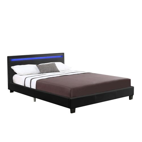 4260565522065 - Polsterbett Verona – Bettgestell mit LED-Beleuchtung Lattenrost & Kopfteil – Bett aus Holz & Kunstleder – Jugendbett 120 x 200 cm in Schwarz - Juskys 4260565522065 - Polsterbett Verona – Bettgestell mit LED-Beleuchtung Lattenrost & Kopfteil – Bett aus Holz & Kunstleder – Jugendbett 120 x 200 cm in Schwarz - Juskys