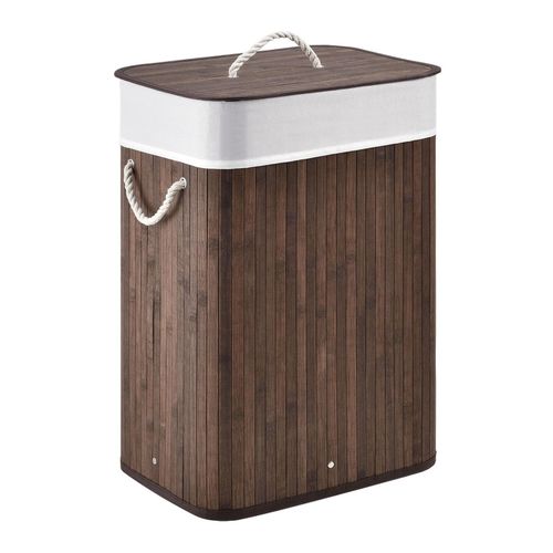 4260565520924 - Wäschekorb Curly mit Deckel – Wäschesammler Bambus – Stoff Wäschesack herausnehmbar & waschbar – Wäschetonne mit Griffen – 72 Liter – braun - Juskys 4260565520924 - Wäschekorb Curly mit Deckel – Wäschesammler Bambus – Stoff Wäschesack herausnehmbar & waschbar – Wäschetonne mit Griffen – 72 Liter – braun - Juskys