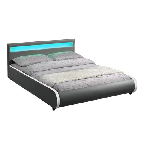 4260304764510 - Polsterbett Sevilla – Bettgestell mit Lattenrost & led Beleuchtung im Kopfteil – Kunstleder & Holz – Bett Doppelbett - 180 x 200 cm - grau - Juskys 4260304764510 - Polsterbett Sevilla – Bettgestell mit Lattenrost & led Beleuchtung im Kopfteil – Kunstleder & Holz – Bett Doppelbett - 180 x 200 cm - grau - Juskys