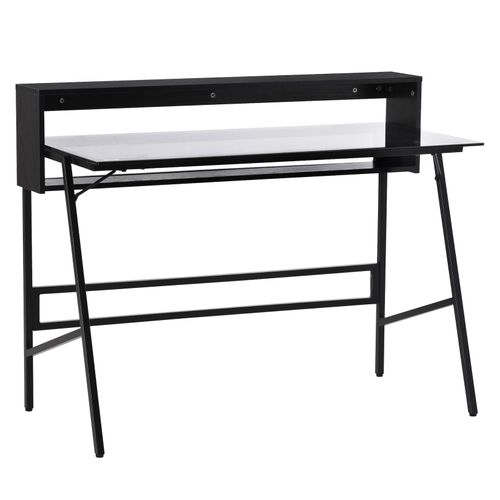 4251774985093 - Schreibtisch Minimalistisches Design leicht zu pflegen und zu reinigen Schwarz Grau 115 x 55 x 90 cm (BxTxH) Arbeitstisch Computertisch Laptoptisch Bürotisch