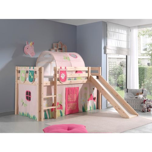 5420070228114 - Vipack Spielbett Pino inkl Rutsche Kiefer massiv natur mit Vorhang Tunnel und 3 Taschen - Dessin Spring 5420070228114 - Vipack Spielbett Pino inkl Rutsche Kiefer massiv natur mit Vorhang Tunnel und 3 Taschen - Dessin Spring
