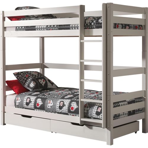 5420070212755 - Kinderzimmer Hochbett mit Leiter PINOO-12 in Kiefer massiv weiß lackiert B H T ca 210 182 105 cm 5420070212755 - Kinderzimmer Hochbett mit Leiter PINOO-12 in Kiefer massiv weiß lackiert B H T ca 210 182 105 cm