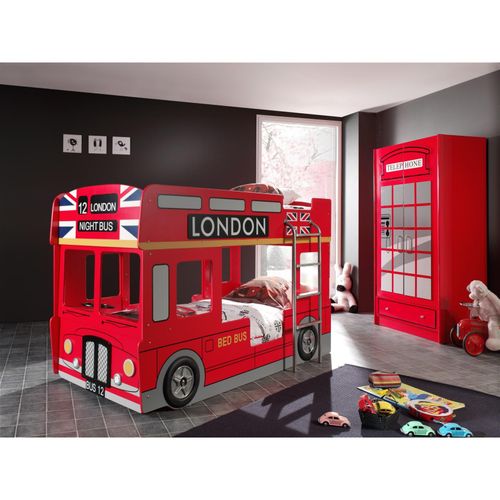 5420070207614 - VIPACK - Autobett London Bus Liegefläche 90 x 200 cm rot lackiert 5420070207614 - VIPACK - Autobett London Bus Liegefläche 90 x 200 cm rot lackiert