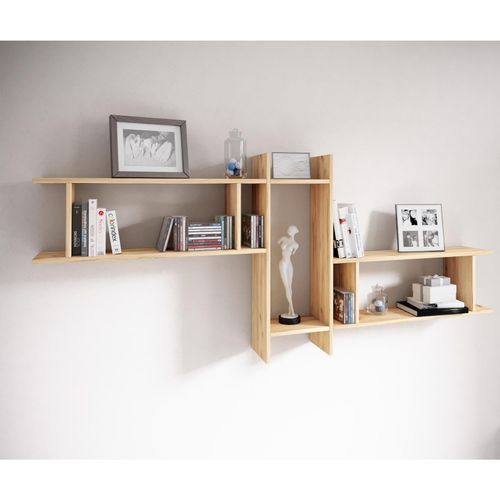 4051814410550 - Holzregal hängend platzsparendes Regal Maße H 80 x B 188 x T 20 cm Elegantes Regal hängend Aufbewahrungsregal Bücherregal Wandboard - Sirola Maxi