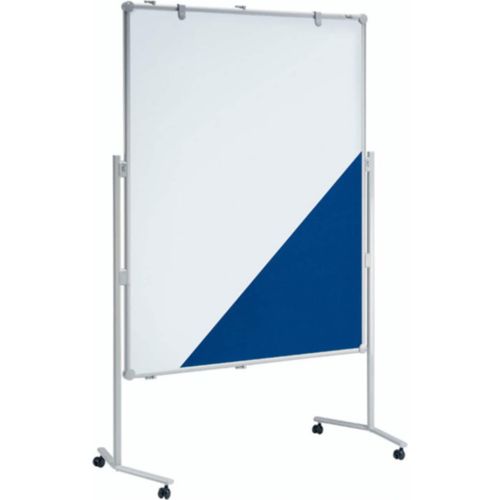 4002390024266 - Moderationstafel Pro 638 04 82 120x150cm Textil + Whiteboard (beidseitig) pinnbar beschreibbar magnetisch mit Rollen blau