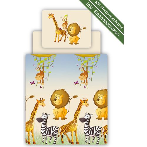 4250393877956 - TiCAA Kinder Bettwäsche Set inkl Spannbettlaken Safari 4250393877956 - TiCAA Kinder Bettwäsche Set inkl Spannbettlaken Safari
