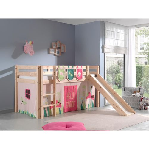 5420070228107 - Vipack Spielbett Pino inkl Rutsche Kiefer massiv natur mit Vorhang und 3 Taschen - Dessin Spring 5420070228107 - Vipack Spielbett Pino inkl Rutsche Kiefer massiv natur mit Vorhang und 3 Taschen - Dessin Spring